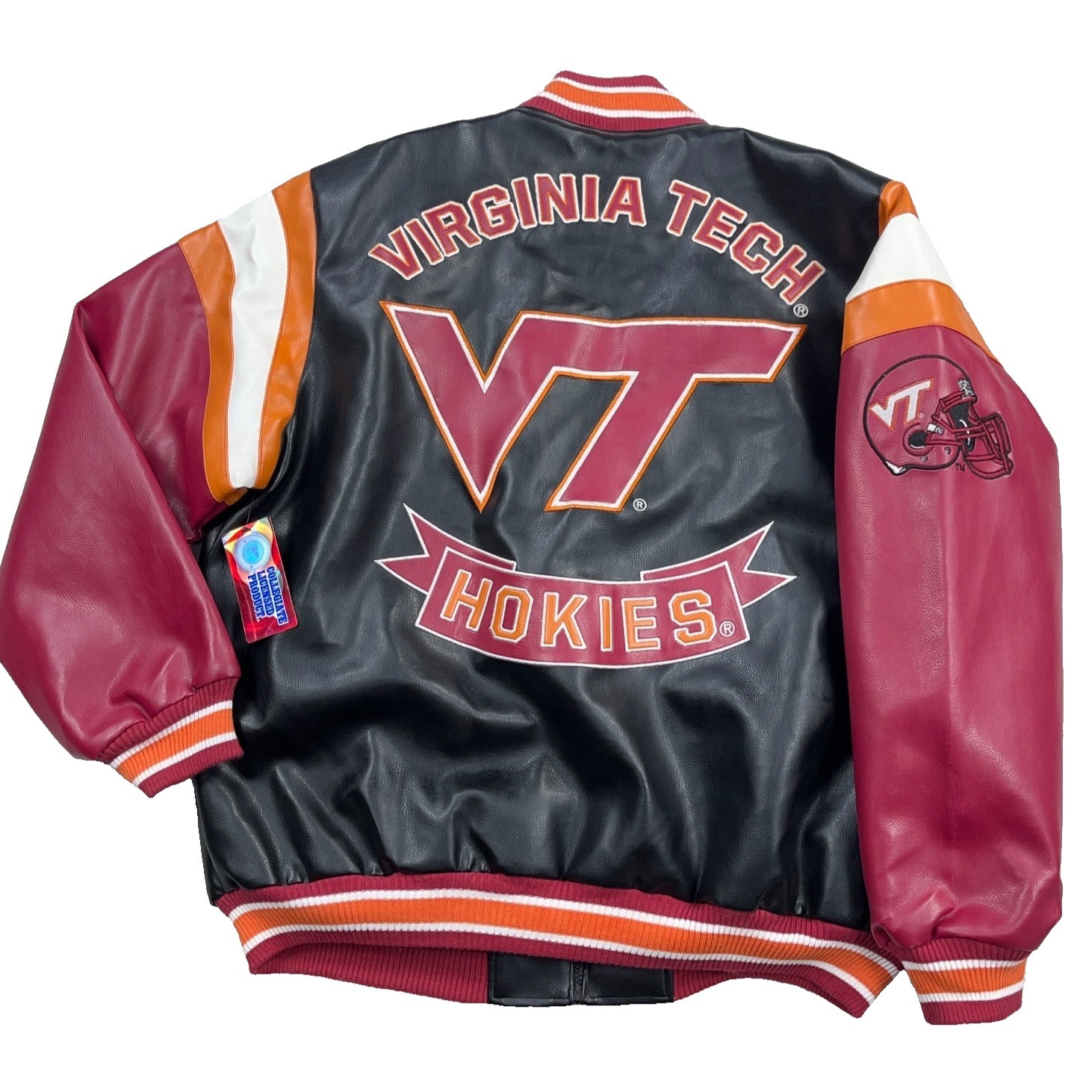 Vintage Virginia Tech Hokies Jacket Mens Xl Leather Bomber Y2k Deadstock Adult